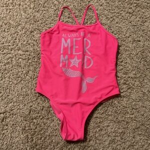 Wonder Nation Pink and White One Piece Swimsuit Sporty Design